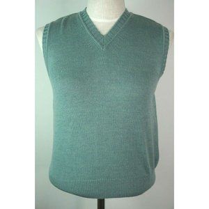 Kiltie Vest Womens Small Made in Italy Merino Wool Pale Green Knit Soft Stretch